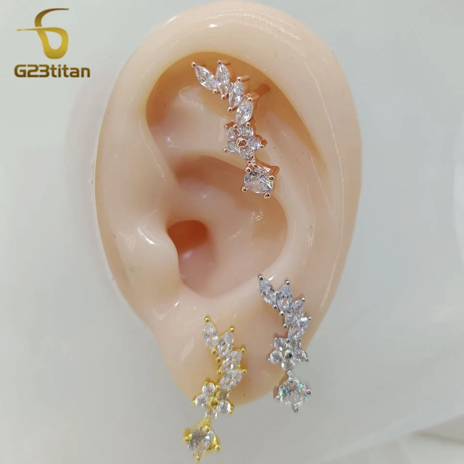 16G Titanium Pole Ear Stud For Women Men Fashion Shiny Classic Zircon 3 Color Anti Allergic Piercing Stud Earrings Jewelry Gifts image 4