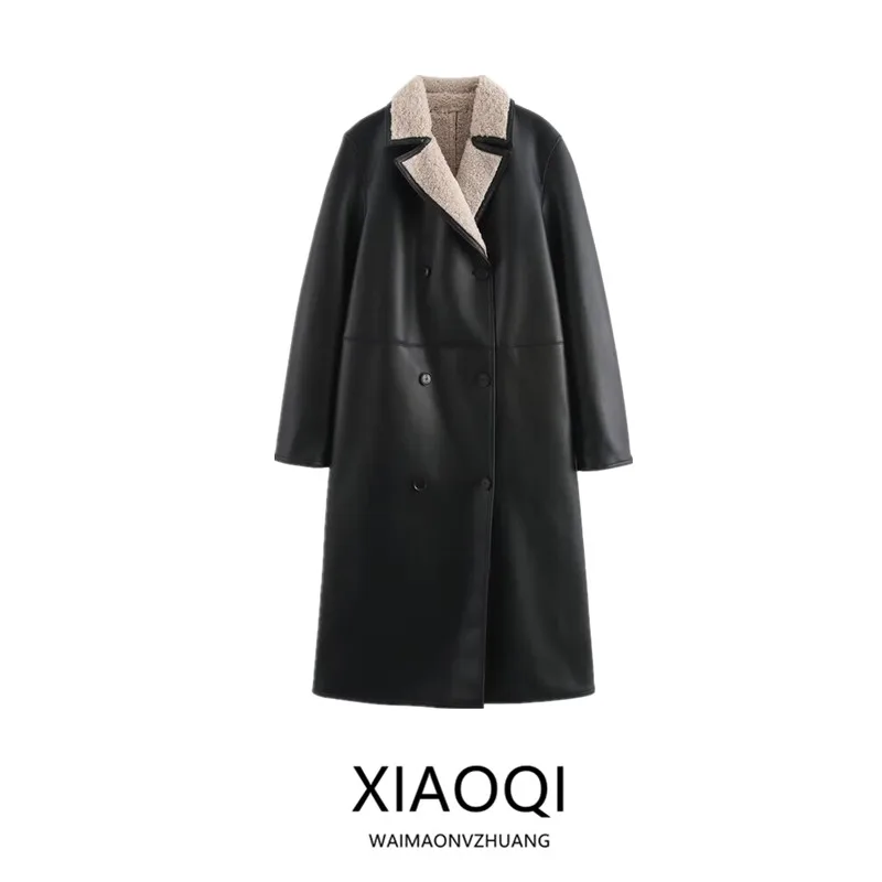 

Ele Double-Sided Long Coat Winter 2024 New Arrival Women's Faion Long Sve Turn-down Collar Outerwear Commute Sle