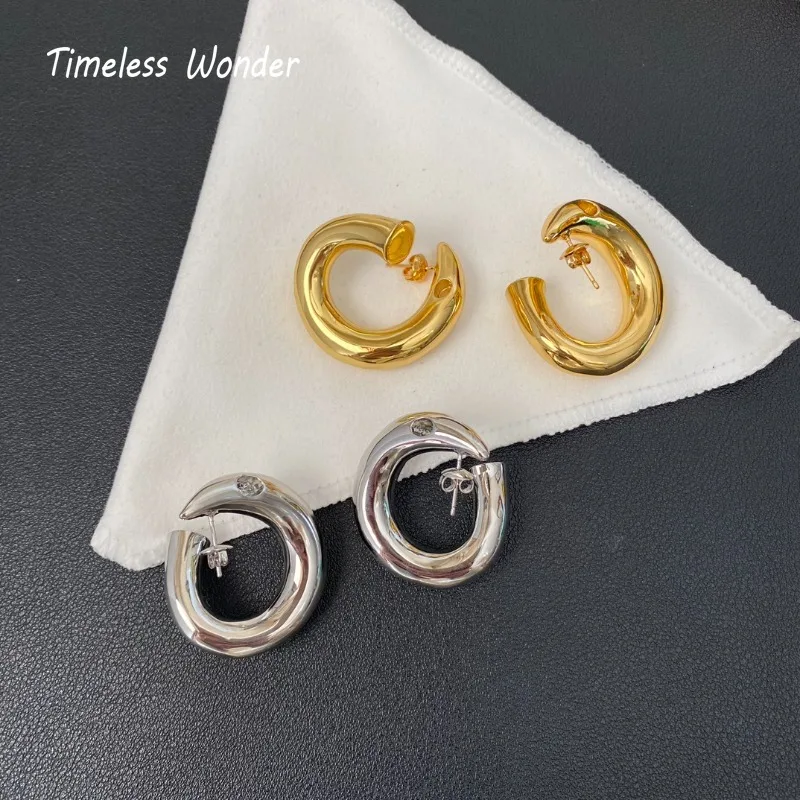 Timeless Wonder Brass Geo Swirl Stud Earrings for Women Designer Jewelry Runway Goth Punk Luxury Rare Gift Trendy 5152