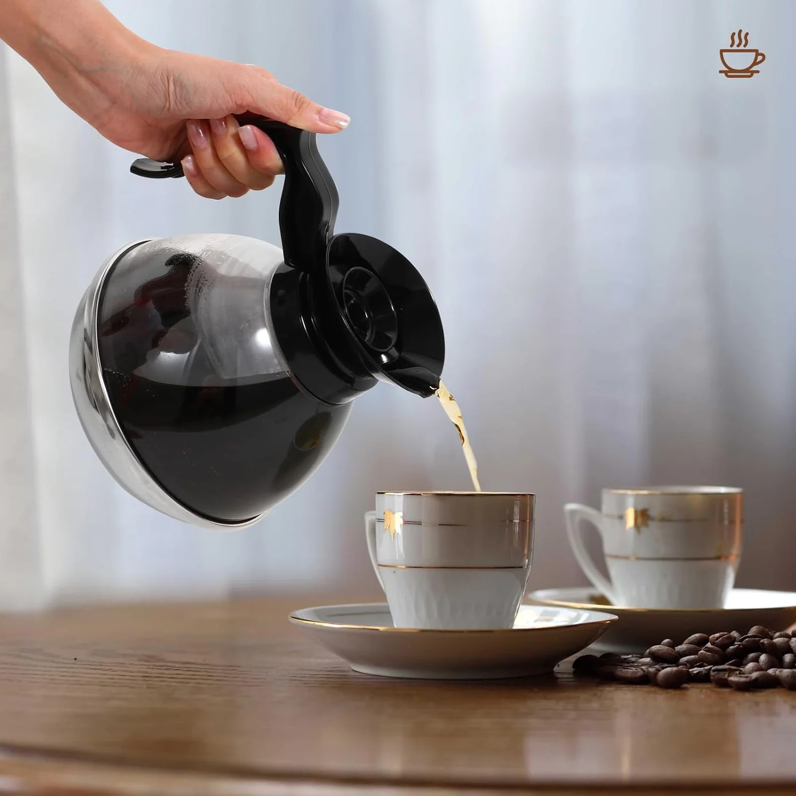 

E5 Replacement Coffee Pot 1.2QT ABS Universal Coffee Cup Maker Pot with Comfortable Handle Tight Fit Spout for Coffee Machine