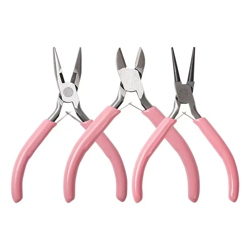 Portable Metal Pliers Tool Set Jewelry Making Round Nose Plier Tweezers Kit for Handcrafts Beading Sewing DIY Supplies