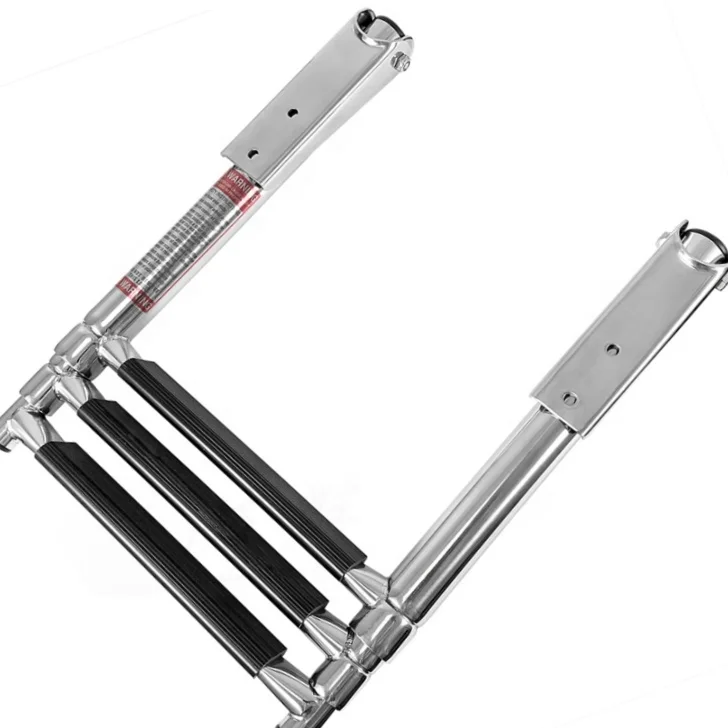 Folding 3 Steps Boat Ladder Marine Telescopic Ladder Shenghui Marine 316 Stainless Steel Silver Carton Package Acceptable CN;SHN