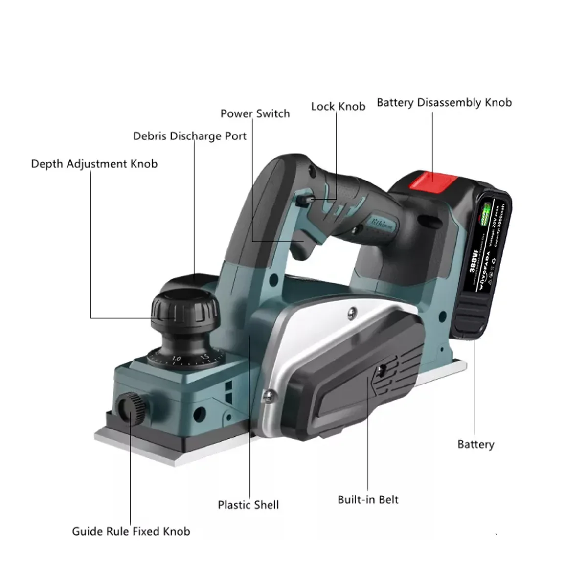 Rechargeable Electric Planer Cordless Handheld Wood Cutting Tool Cordless Wood Planing Machine Carpenter For Makita 18V Battery