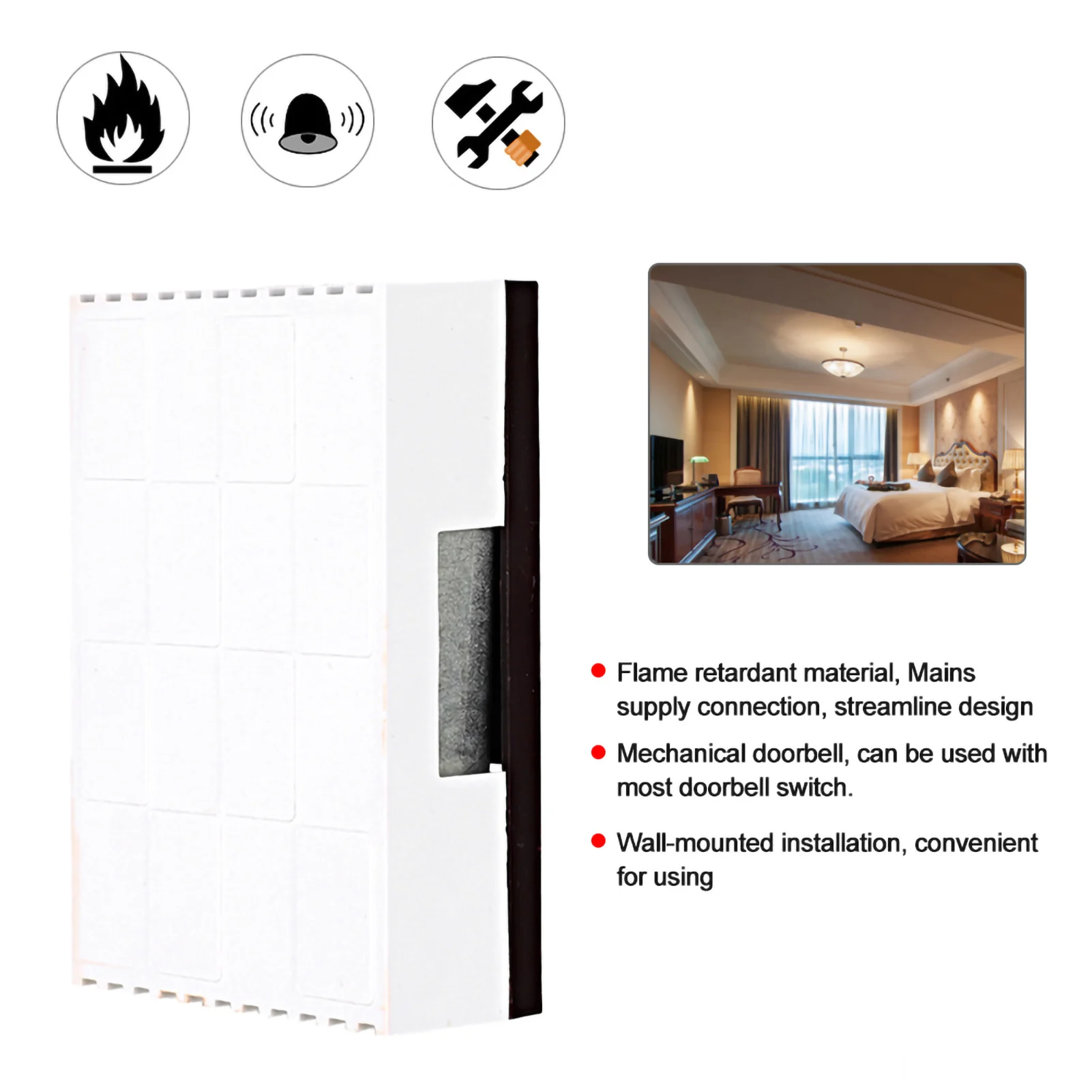 Mechanical Wired Doorbell Ding WallMounted Dong  for Hotel Access Control System Mechanical Wired Doorbell