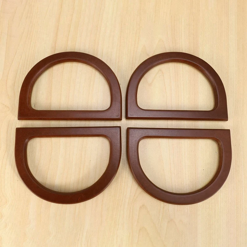 NEW-8PCS D-Shaped Wooden Purse Handles, Wood Replacement Handles For DIY Bag Purse Handbags Totes Clutch Making (Brown)