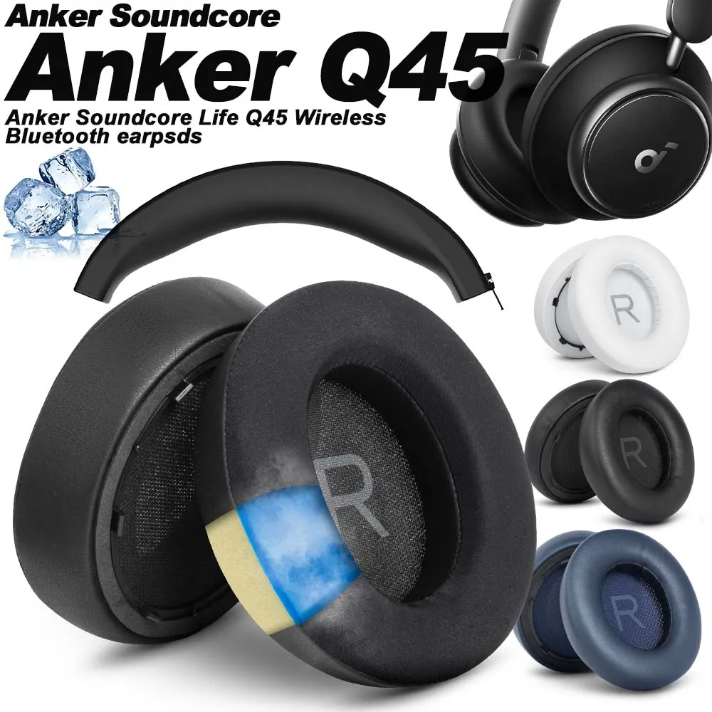 Earphone Pads for Anker Soundcore Life Space Q45 Replacement Pink Earpads Headphones Earmuffs Mesh Memory Covers Sponge Protein