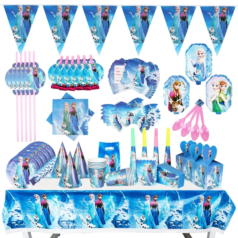 

Frozen Princess Anna Elsa Kid Birthday Party Decorations Disposable Paper Tableware Cup Plate Napkin Baby Shower Party Supplies