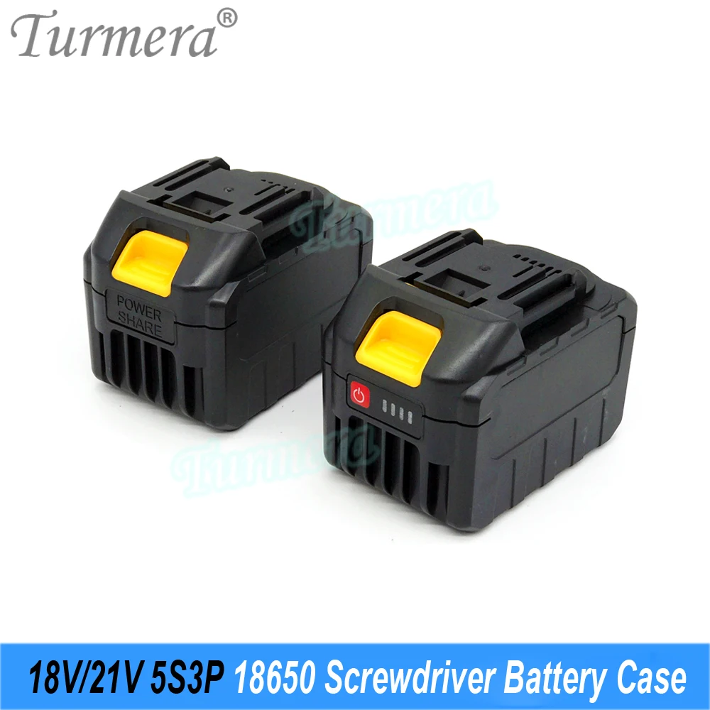 Turmera 18V 21V 5S3P Screwdriver Battery Kit Case 15X 18650 Holder 5S 35A BMS Welding Nickel for 5Ah 6Ah 9Ah Electric Drill Use