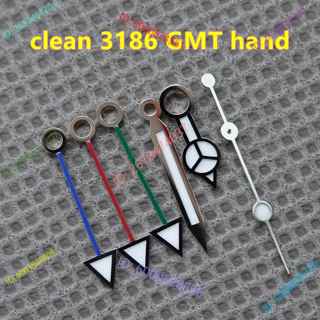 Piezas de reloj de fábrica limpias de la mejor calidad, movimiento GMT 3186, manecillas luminosas azules para reloj 3285 3186, manecilla de movimiento 116710/126710
