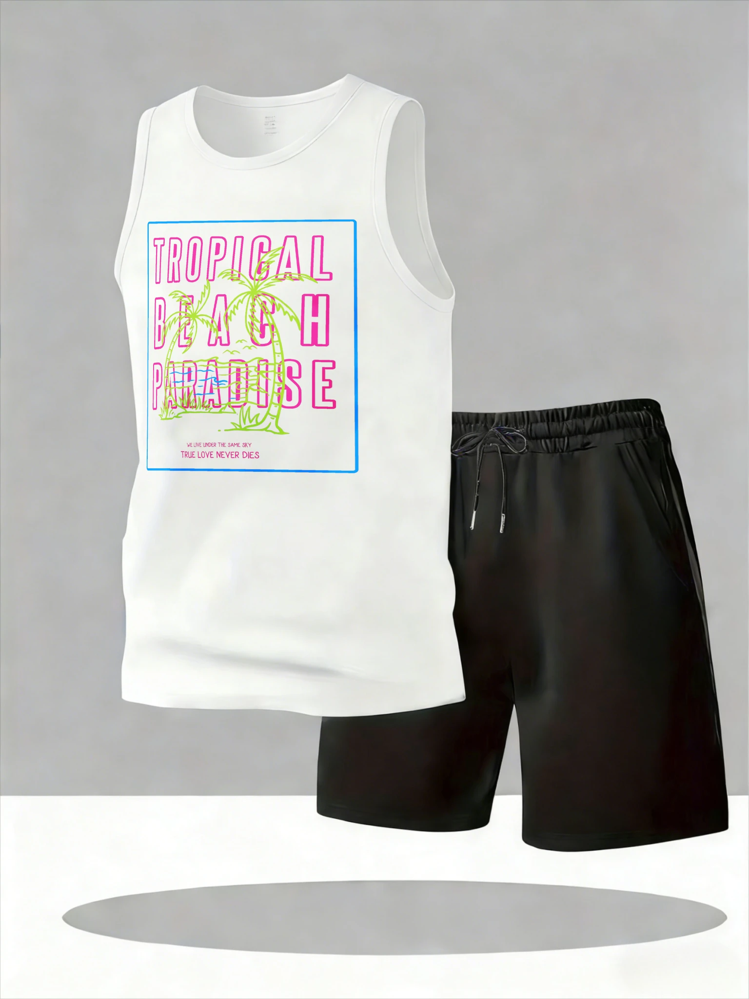 

Men's Tank Top Sets 2026 Summer Quick drying oversize sports running seaside sweatshirt set Two-piece sets crewneck Breathable