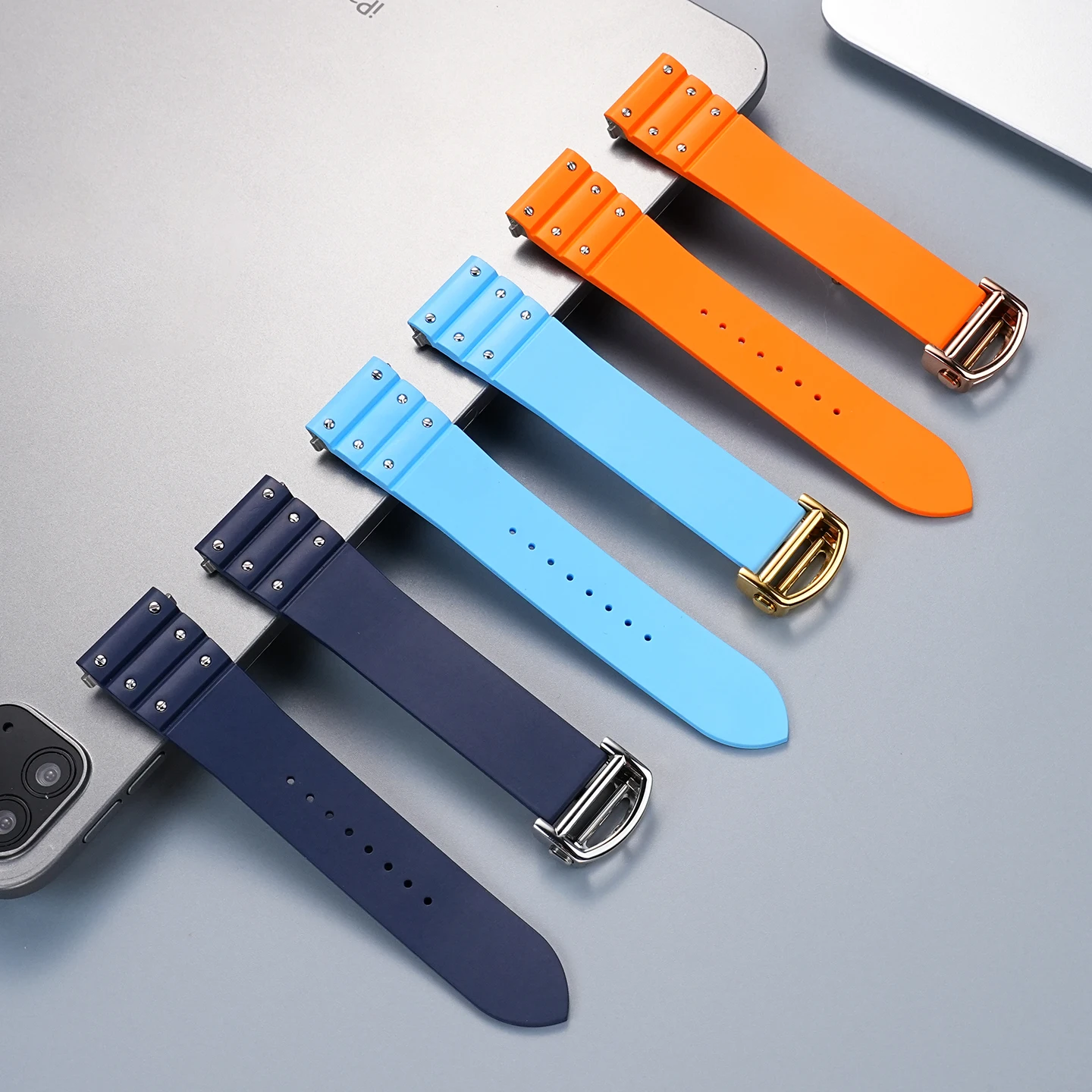 ل كارتييه جديد سانتوس متوسطة الإفراج السريع حزام (استيك) ساعة فلوروروبر حزام WSSA0010 استبدال سوار الرجال 21 مللي متر حزام فيتون #1