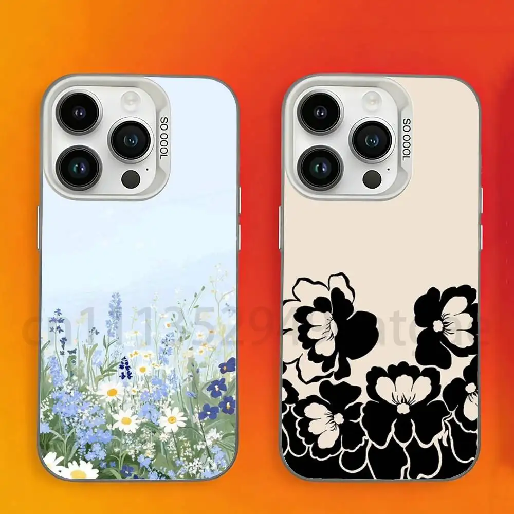 Painted Flower  Phone Case For iPhone 17,16,15,14,13,12,11,Pro,Max,Plus,Mini, Matte Shockproof Case