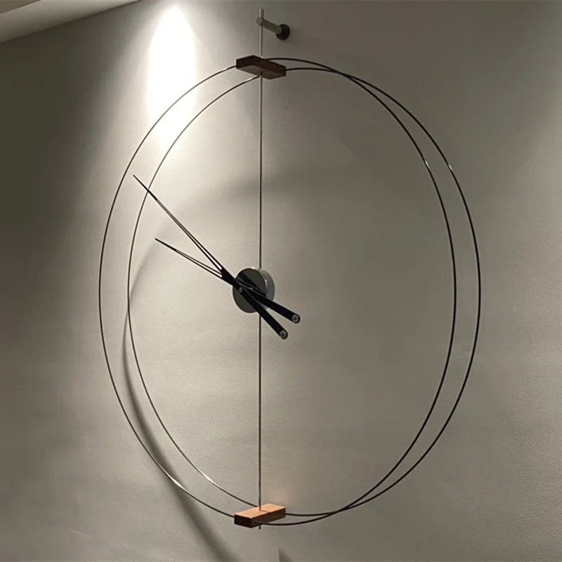 Spanish minimalist walnut wall clock Nordic living room brass light luxury wall watch Modern minimalist personality creative clo