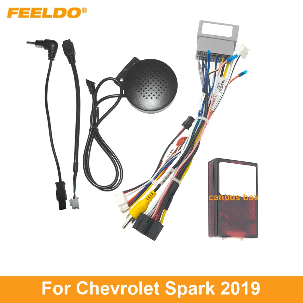 

FEELDO Car Audio 16pin Wiring Harness Wire cable For Chevrolet Spark (2019) Stereo Installation Wire Adapter