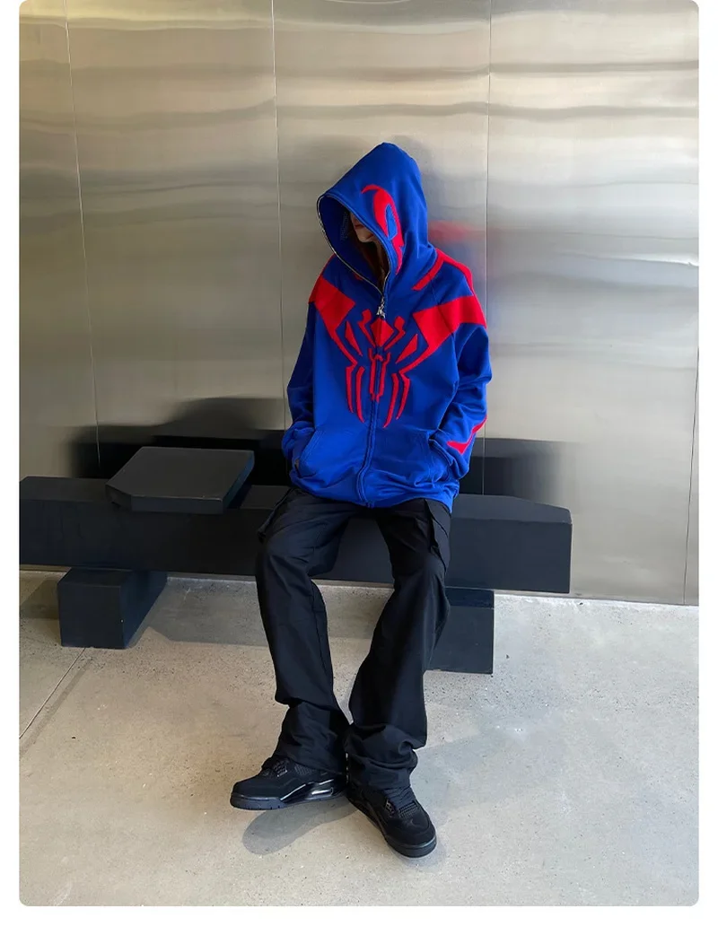 Marvel Spider Man Hoodie Miguel O\'Hara Anime 3d Printing Cosplay Zipper Sweater Casual Outer Cartoon Men Clothing Sweater Gifts