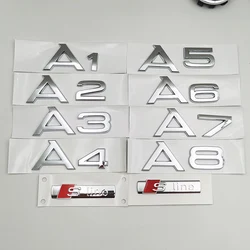 1pcs 3D ABS Chrome S Line A1 A2 A3 A4 A5 A6 A7 A8 Logo Emblem Auto Badge Trunk Decal For Audi Sline Car Body Sticker Accessories