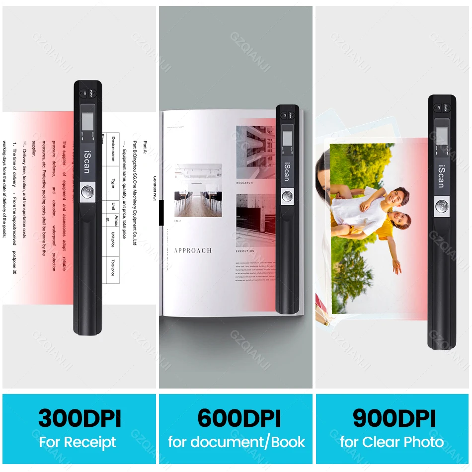 A4 Document Portable Scanner New Creative Handheld Mobile Portable iScan 900 DPI USB 2.0 LCD Display Support JPG / PDF Format