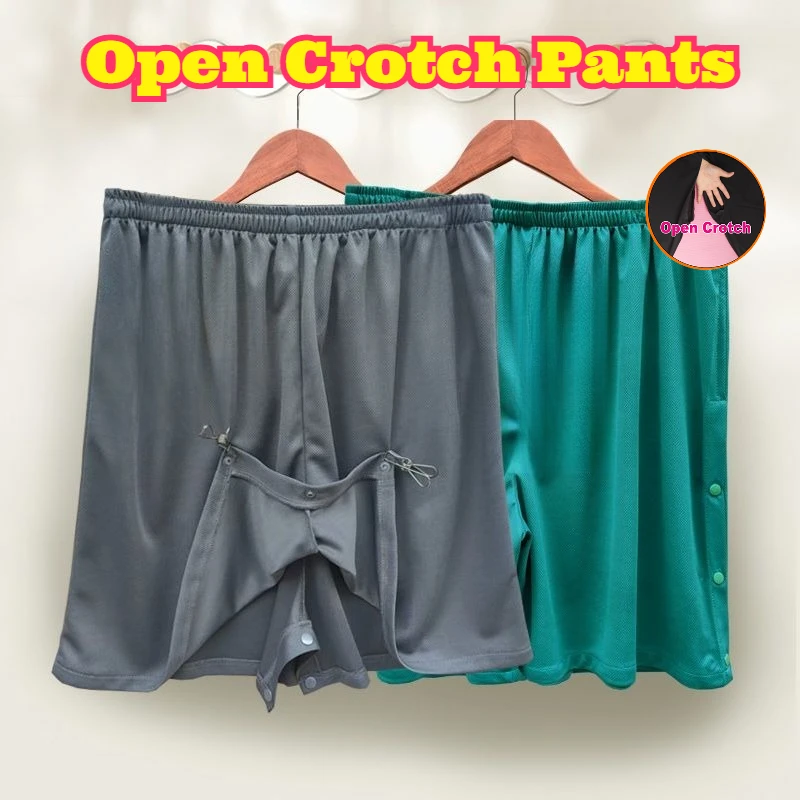Men Skirt Pants Open Crotch Side Split Loose Short Comfort Spa Sauna Foot Bath Massage Relaxation Health Leisure Home Loungewear