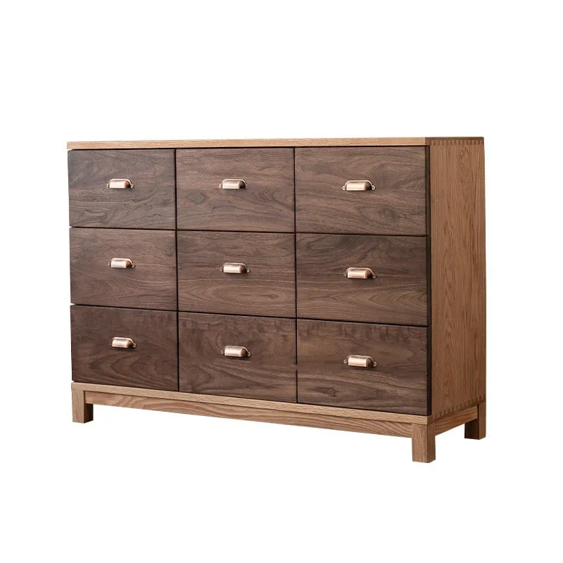 

North American black walnut nine-chest Nordic solid wood drawer cabinet Modern simple cherry wood bedroom storage cabinet