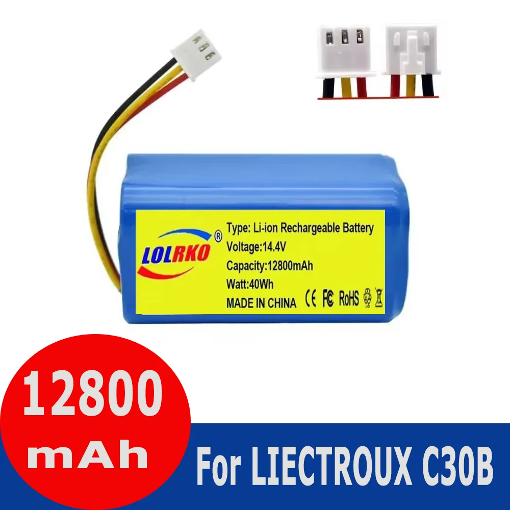 

14.4V 12800mAh 100% New Original Battery Pack for Lirctroux C30B Robot Vacuum Cleaner Lithium Cell