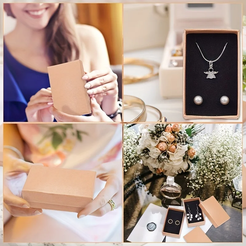 72pcs Beaded ring box, thick rectangular box, suitable for wedding parties and birthday gifts.