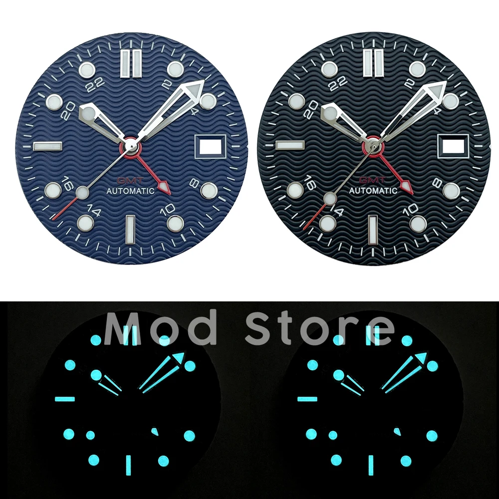 31mm SM300 Diver 200m Watch Dial  Hands for NH34A GMT BGW9 Lume Dual Time 24 Hour NH34 Parts