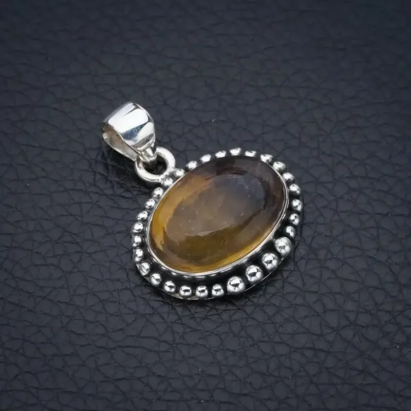

Hesy® Natural Fluorite Handmade 925 Sterling Silver Pendant 1.25" F4583-X