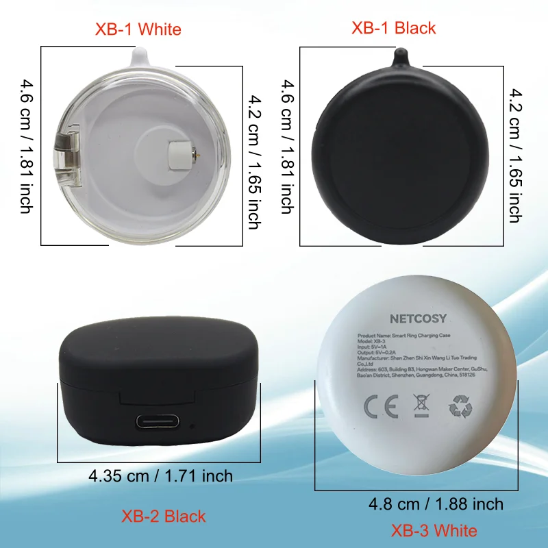 Smart Ring Magnetic Charging Case, Black/White