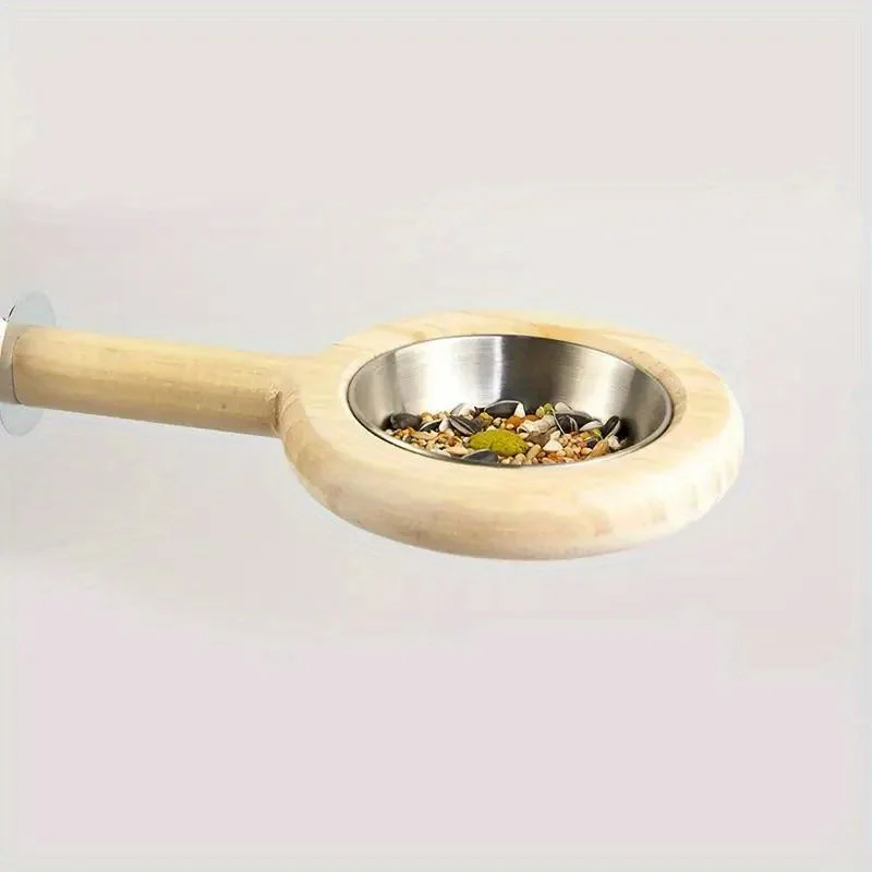 1Pc Small and Medium-sized Parrot Stainless Steel Food Bowl Water Cup Snack Box Grinding Claw Stand Pole