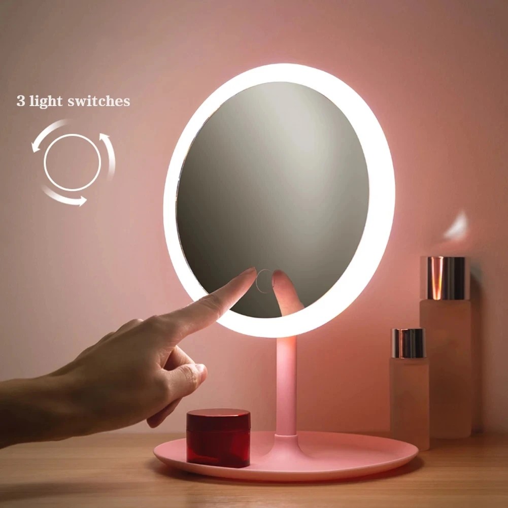 Makeup Mirror With Light White LED Daylight Vanity Mirror Detachable/Storage Base 3 Modes Mirror With Light Gift USB Cable