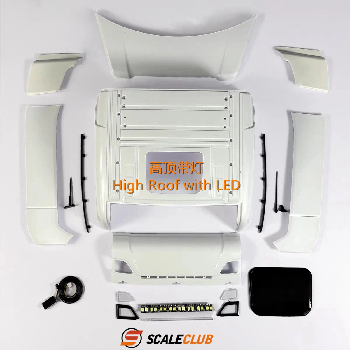 SCALECLUB 1/14 770S Tamiya Truck Cab Refit Engineering Version with Mid-Top and High-Top with Flowing Lights