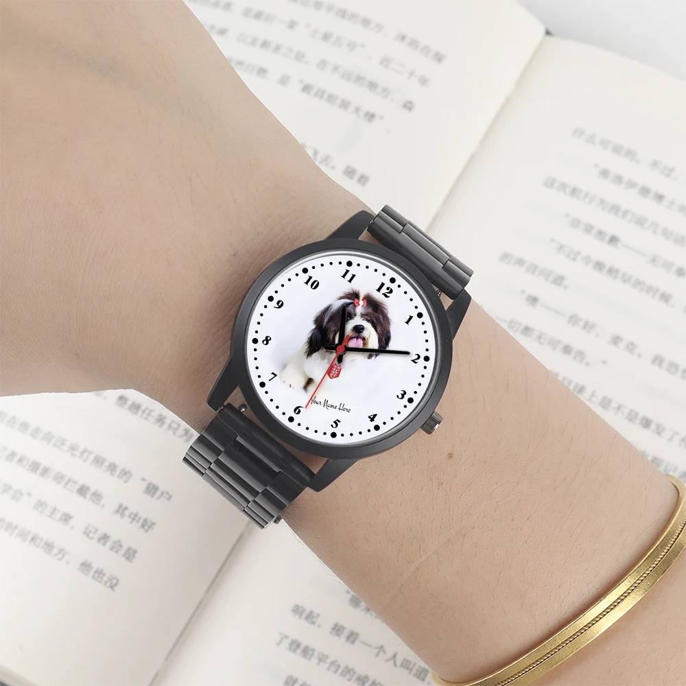 Black Quartz Watches for Wrist Rose Gold Gift Women's Bracelets Woman Silver Personality Vintage Watch Box Print Pictures Ladies