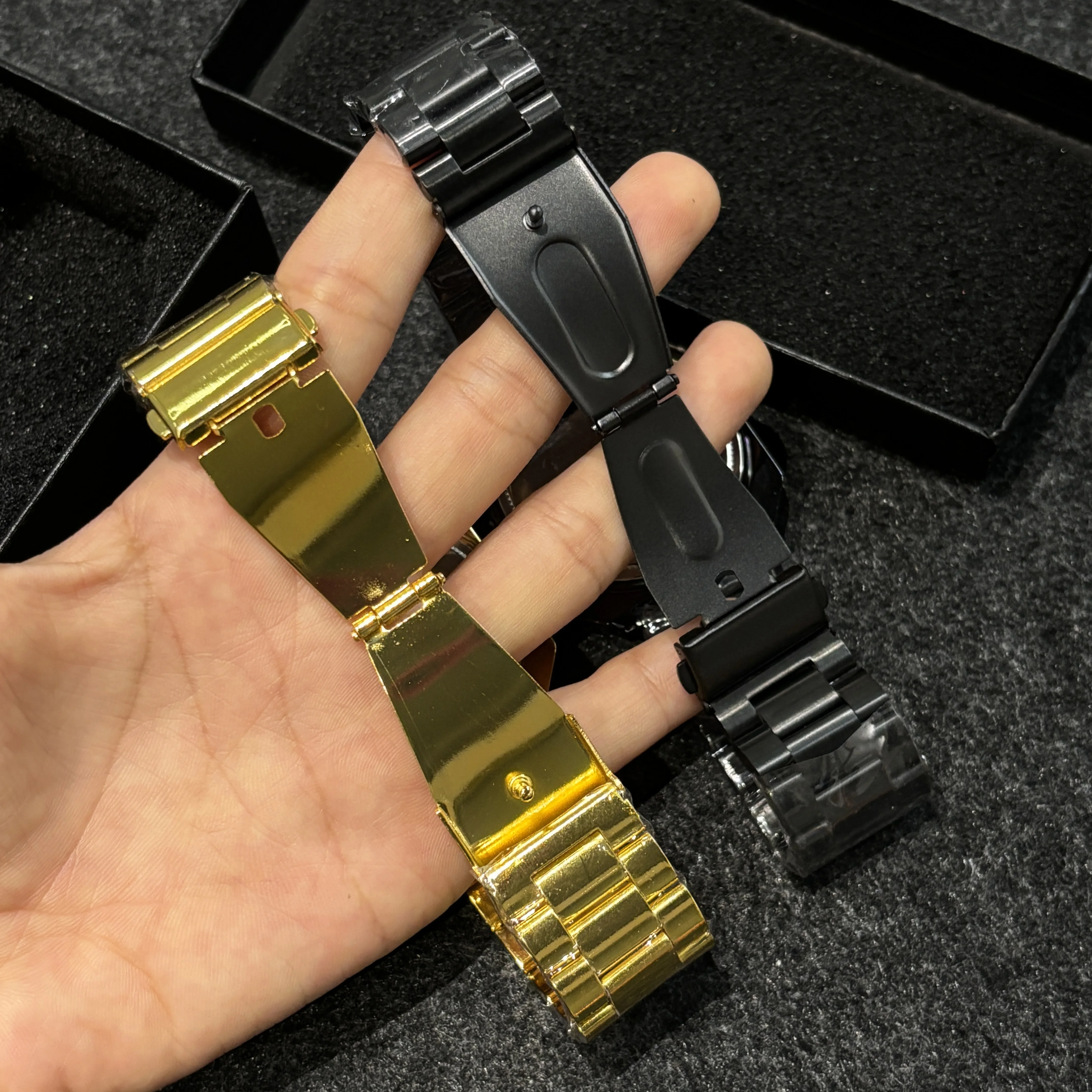 أعلى الفاخرة الرجال سبيكة ووتش الأزياء الإبداعية عجلة ووتش حركة الكوارتز الأحمر والأسود بوكر الرياضة ساحة الدورية ساعة رجالي #6