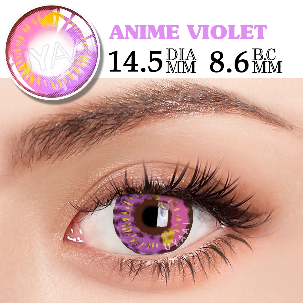 UYAAI 1 Paar Cosplay-Linsen in Pink für Augen, Anime-Linsen für Halloween, Nezuko Colorcon y2k Augenkontaktlinsen, kosmetische rote Linsen für Cosplay – Detail 19