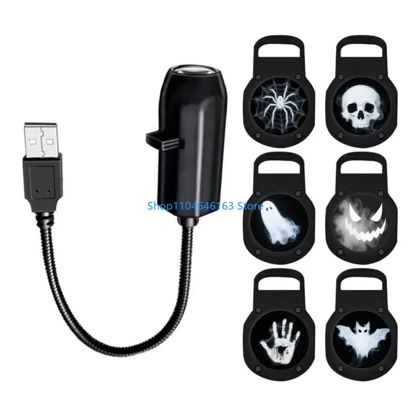 6 Patrón lámpara proyección Halloween USB AJUSTABLE ANGLO NIGHT LIGHT Textura plástico para ambientes en