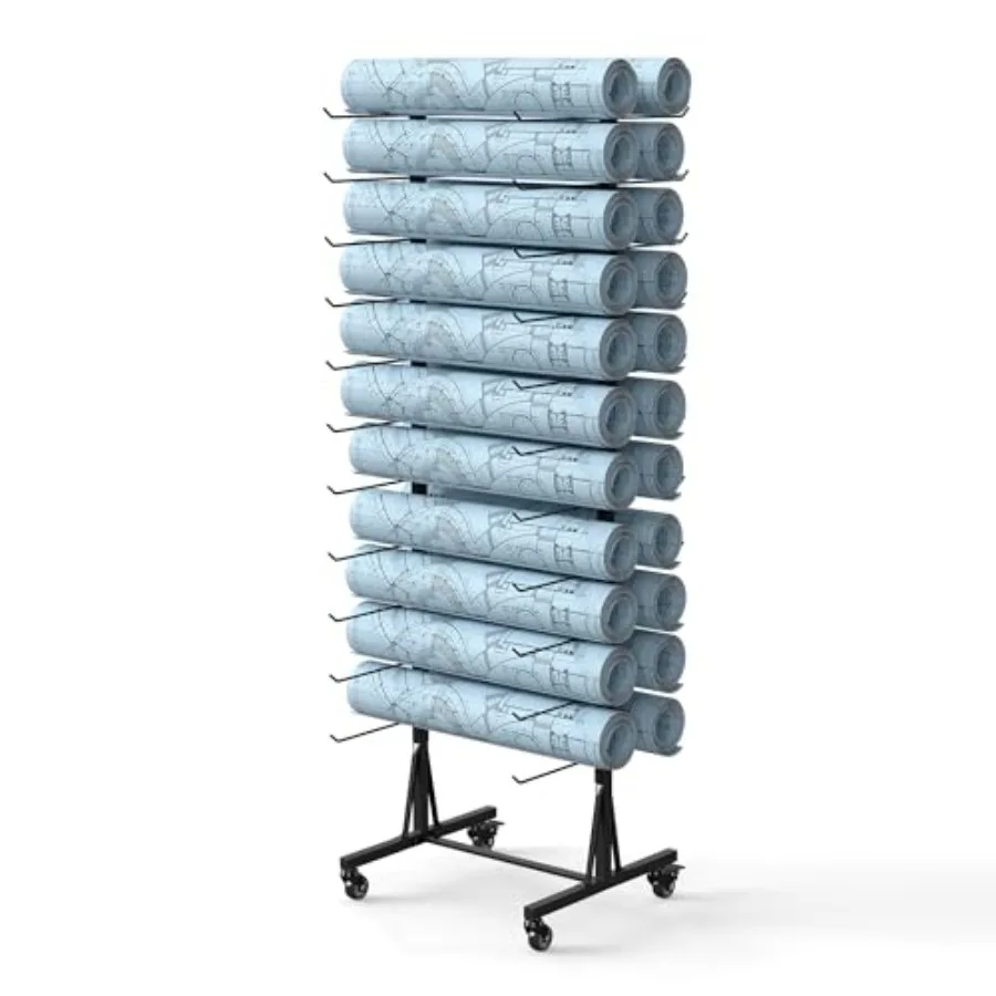 

22-уровневая полка для хранения Blueprint, напольный держатель для Blueprint, двусторонняя виниловая стойка для хранения в рулонах, металлическая конструкция