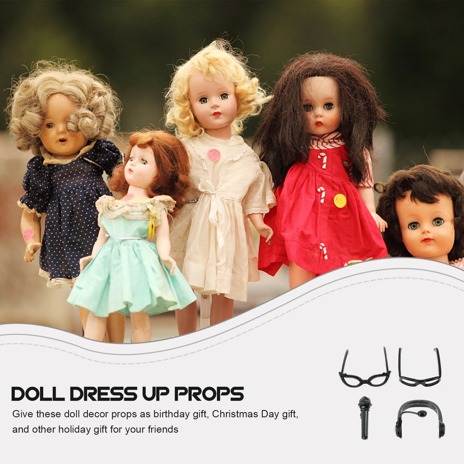 1 Set Mini Headset Plastic Earphone Props Fashionable Dress Glasses Costume Accessories DIY Decorative Microphone Pretend Play