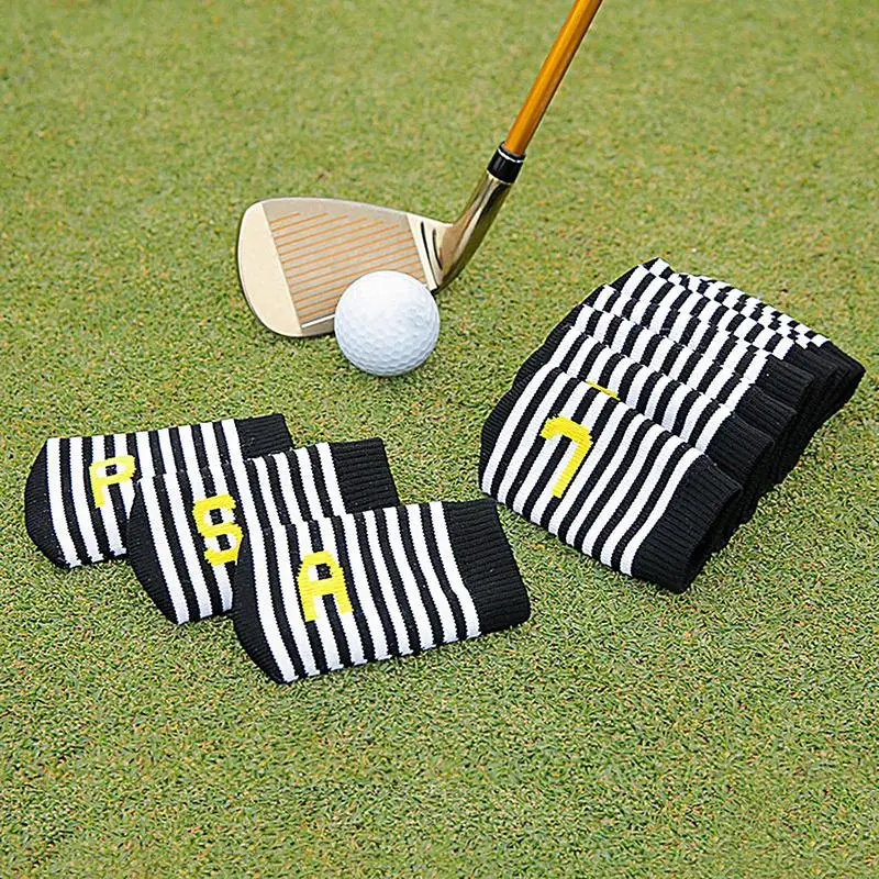 Golf Club Head Covers 10Pcs Golf Iron Covers Knitted Socks Shape Golf Putter Headcovers Club Head Protector with Number Tag