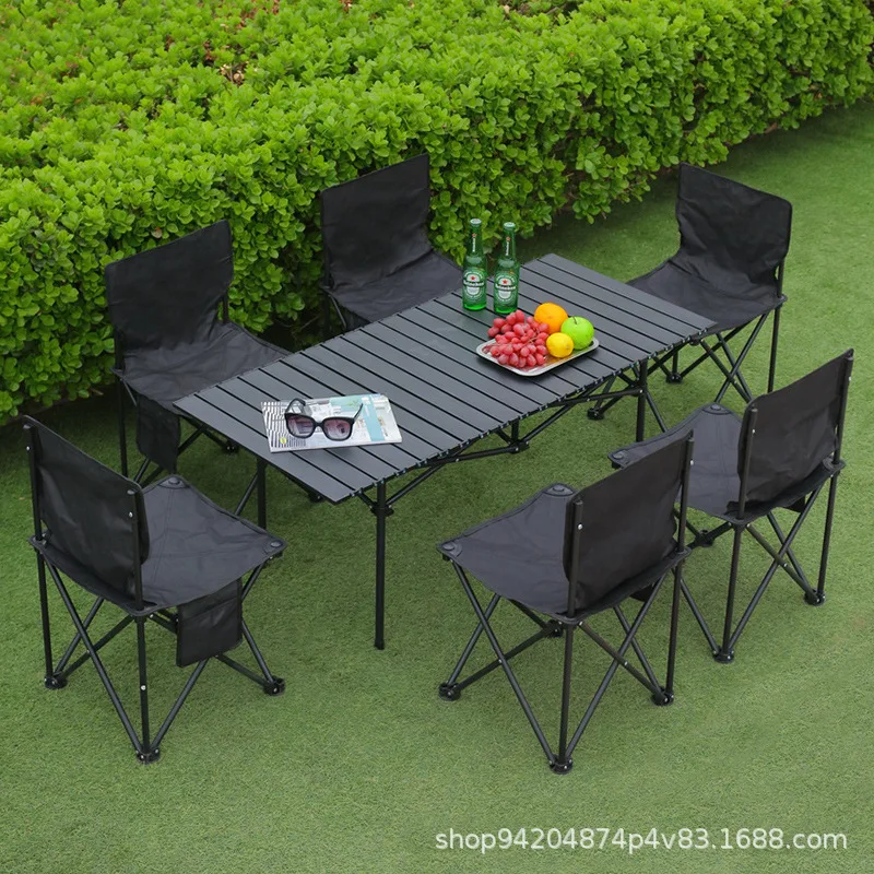 Mesa Plegable para Exteriores, Tipo Egg Roll, con Soporte Desplegable, para Camping, Muebles de Picnic, Kit Completo, Mesa de Picnic, Mesa Plegable