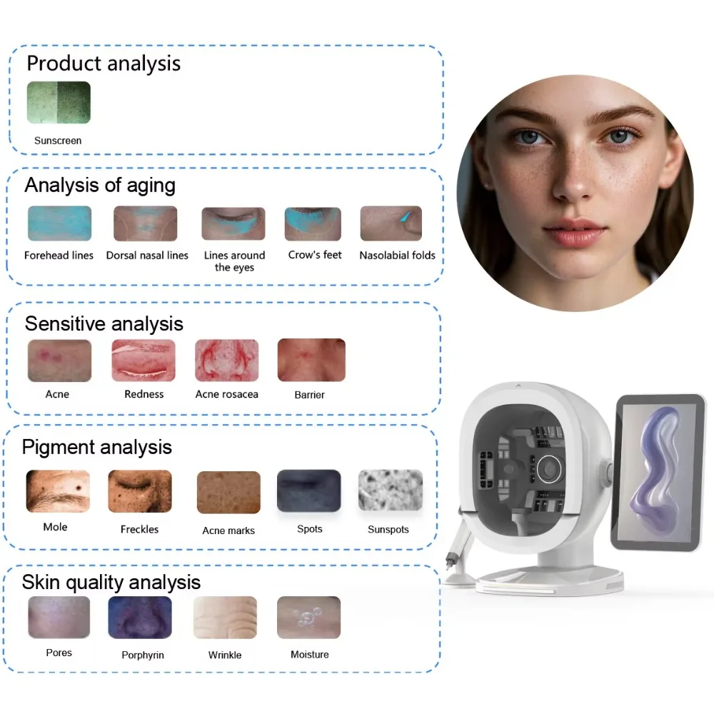 Skin and Hair Analyzers Professional 3D Skin Scanner Magic Mirror Facial Analyzer Portable Face Monitor Skin Care Detector