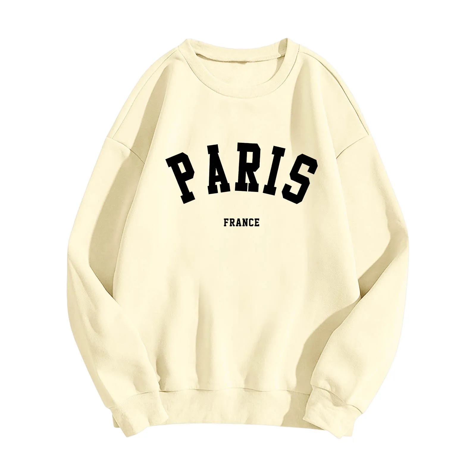 Vintage Letter Print Graphic Women Loose Designer Luxury Casual Paris Sweatshirt For Women Long Sleeve O-Neck Pullover Tops