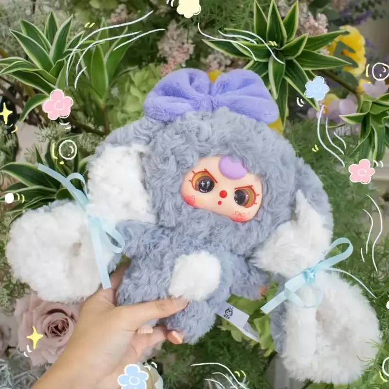 Quente genuíno bebê três pequeno coelho reture série caixa cega figura de ação bonito boneca vinil deco criança presentes aniversário natal