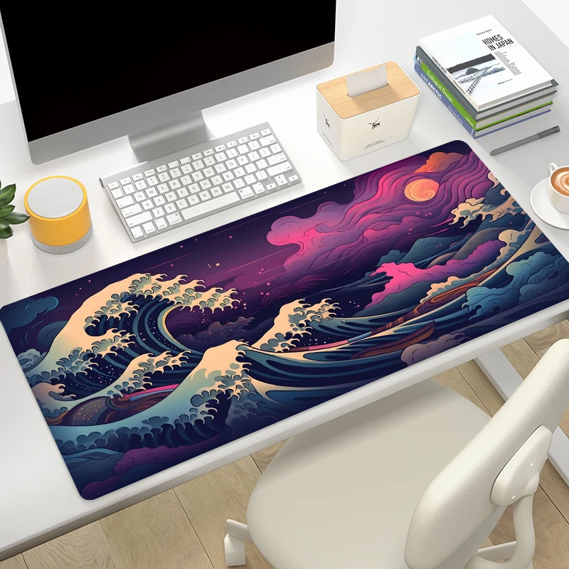 Desk Mats The Great Wave Playmat Kanagawa Mount Fuji Mousepad Xxl Mouse Pad Hokusai Table Mat Gamer Cabinet Computer Tables Pads