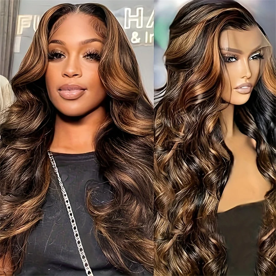 13x4 frontal lace 24inch long body wave human hair wigs for women 1b30 color daily party use 150% density remy hair wig image 3