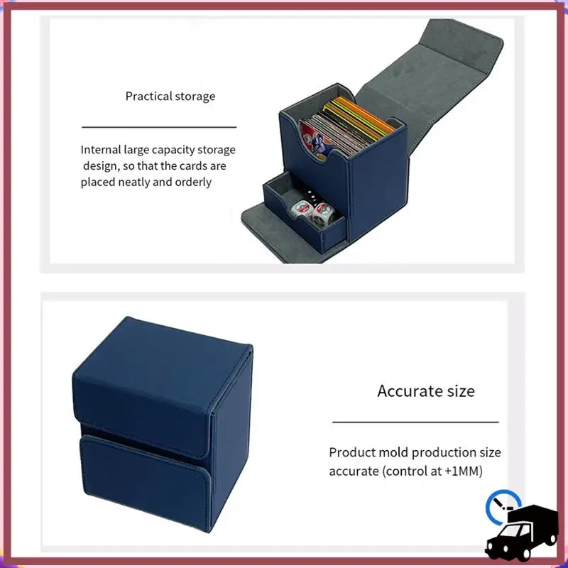 Efficient Card Storage Box With Dice Tray Collectible Card Case For Gathering Game Sleeved Cards Easy Install Easy To Use Black+
