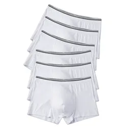 6 Pcs White Men Boxers Briefs Cotton Bottom Wedding Shorts Underwear Modal Underpants Undies Panties Under Clothes Undershorts