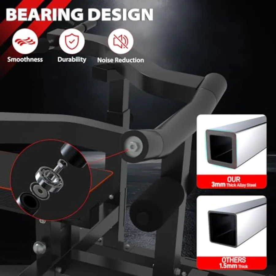 آلة ضغط الصدر قابلة للتعديل مع أذرع تحويل مستقلة مقعد وزن مسطح/مقعد وزن للمنزل وصالة الألعاب الرياضية AB تجريب قوة Trai #4