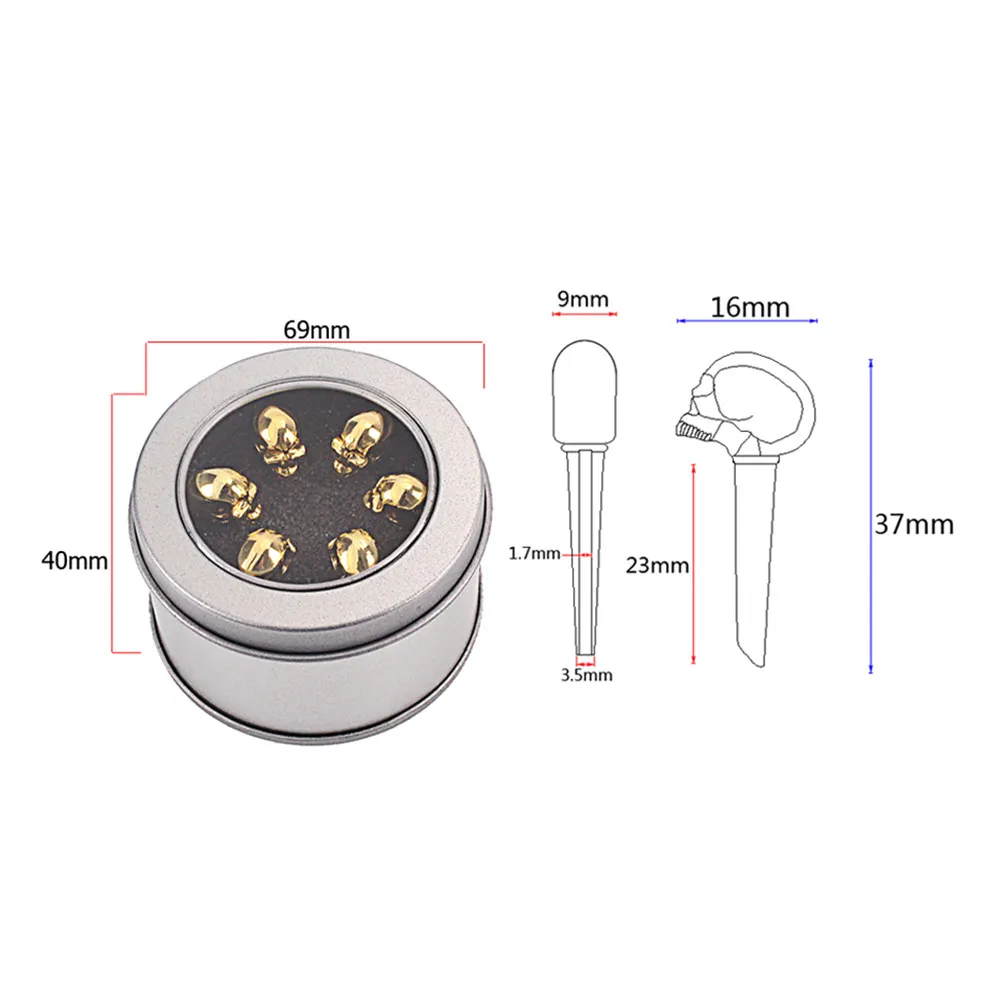 6pcs Metal Skull Bridge Pins for Acoustic Guitar & Mandolin – Zinc Alloy, Unique Design, Easy Installation