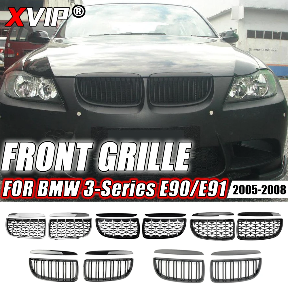 

XVIP матовые черные двойные линия стильные верхние решетки для BMW 3-серии E90 E91 2005-2008 Алмазный Стиль двойная планка гоночные решетки