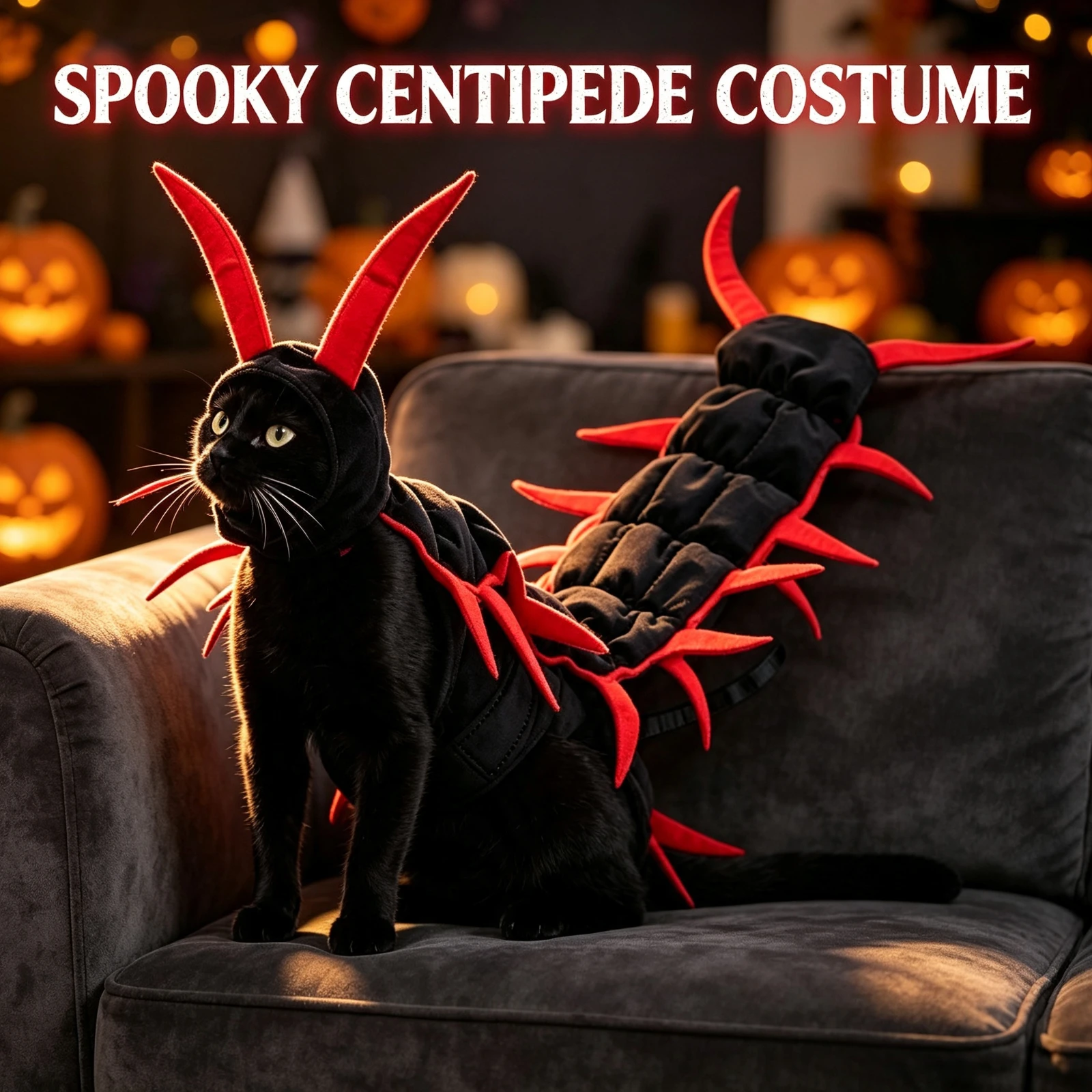 Halloween Pet Costume Cat Dog Centipede Outfit Black Spiky Cosplay Apparel Fancy Dress Party Gift For Small Medium Animals